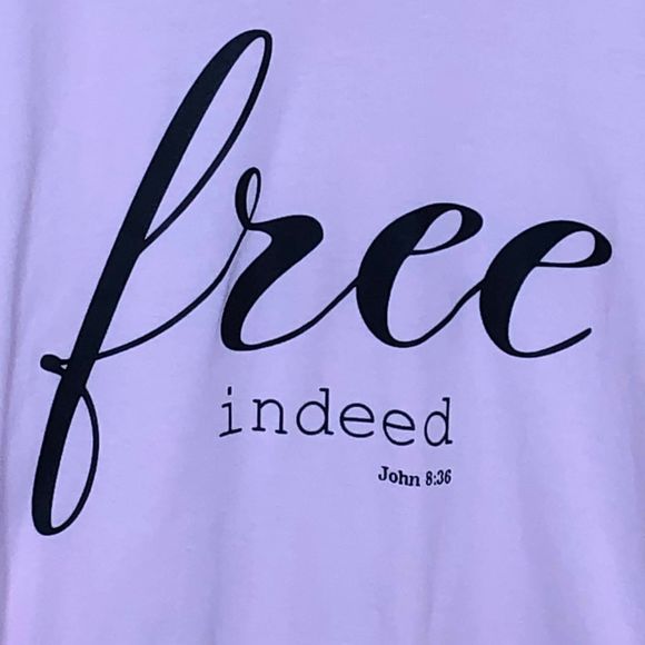 Pink Free Indeed V-Neck Christian Graphic T-Shirt - Picture 3 of 4